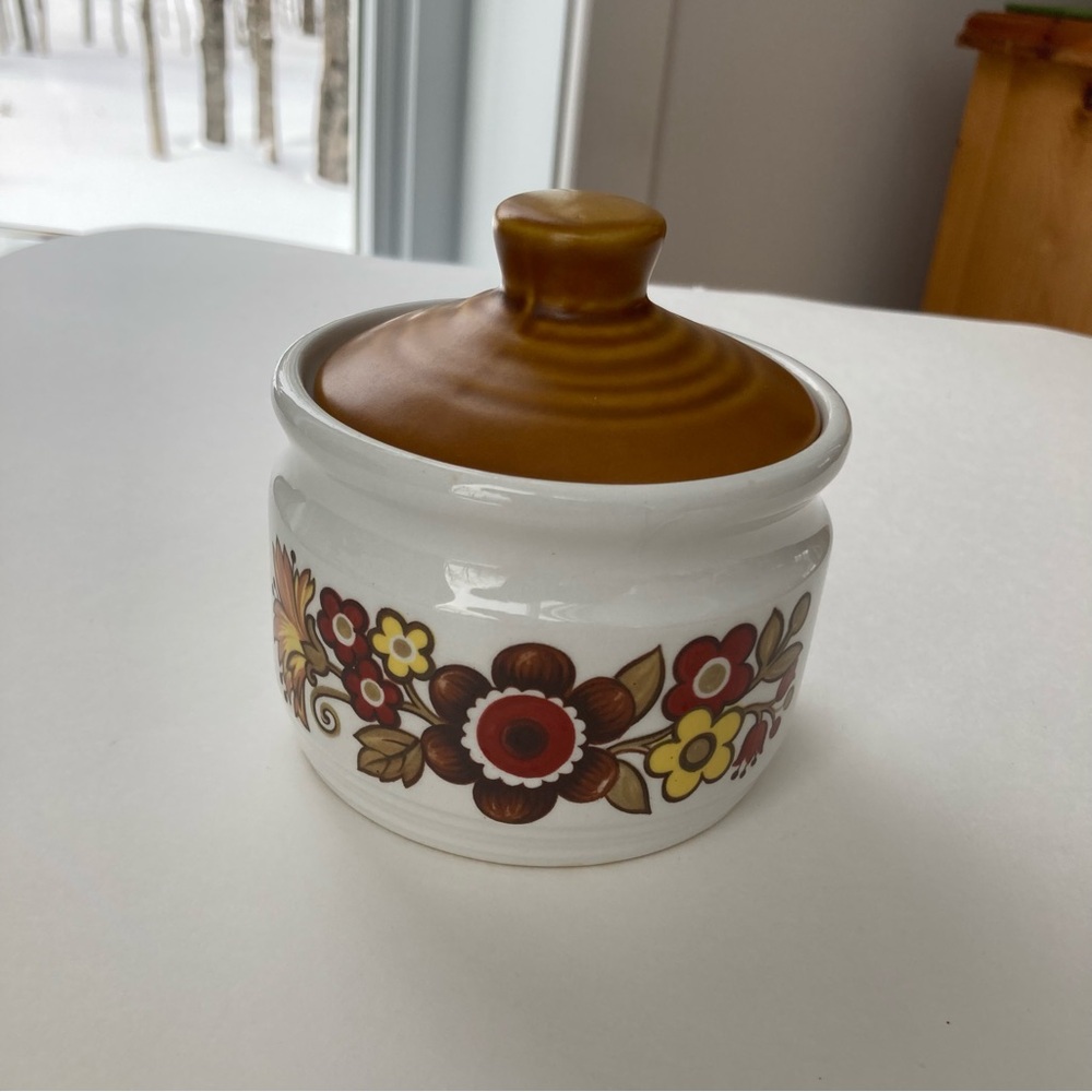 Myott Festival England Floral Ceramic Sugar Bowl with Lid Retro Replacement